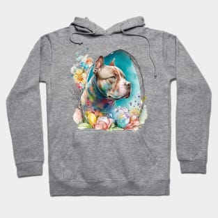 Pitbull Easter Egg Spring Watercolor Painting Dog Lover Art Hoodie